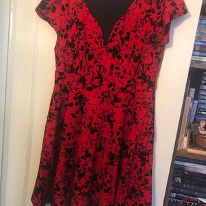 City chic red flocked fit and flare dress